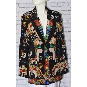 90's Runway Paolo Santini Silk Rare & Collectible Jewel Print Silk Jacket Size 8